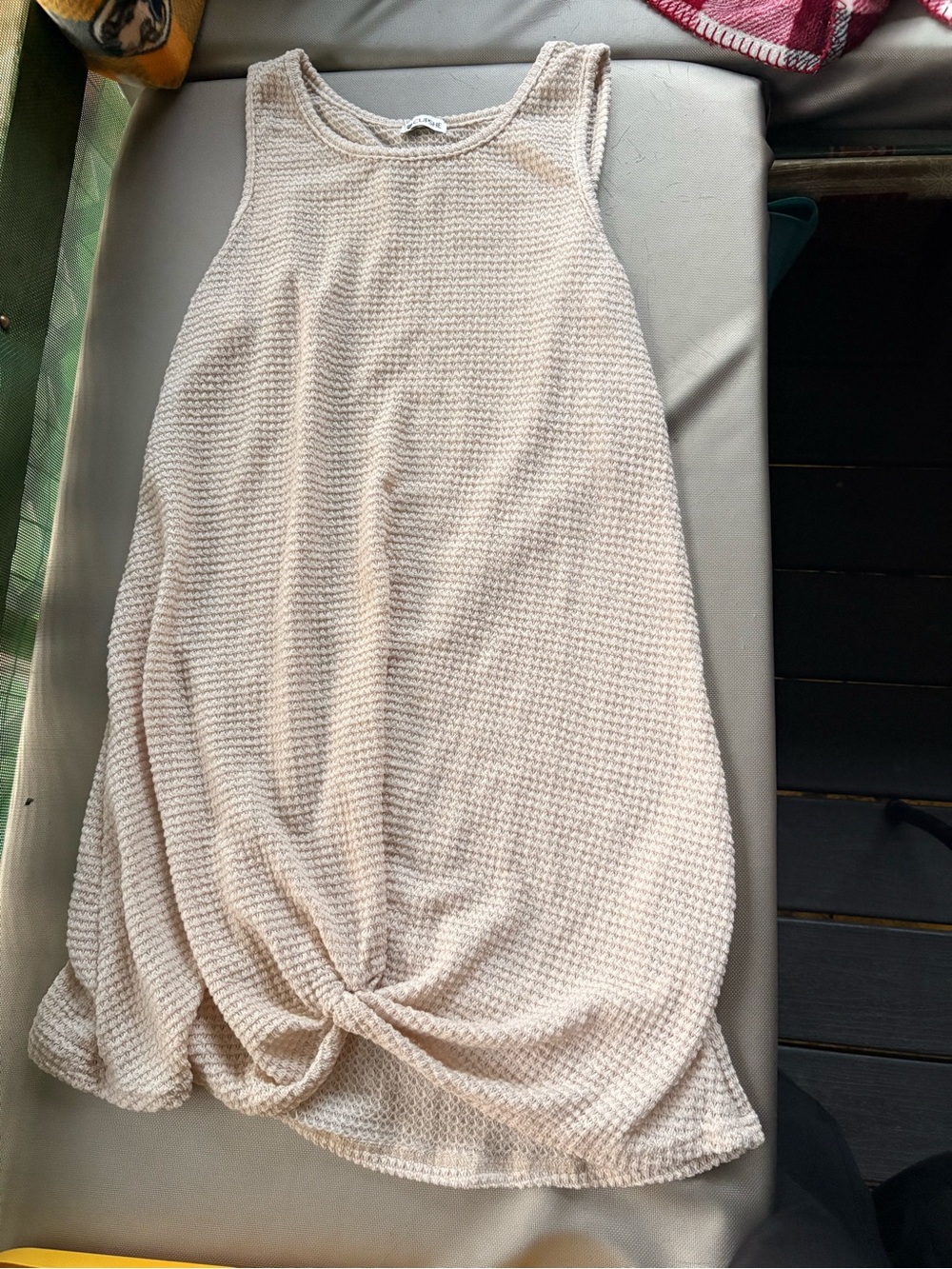 Cream Knit A-Line Twist-Hem cover up